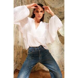 Mes Demoiselles Angela 100% Cotton White Boho Pintuck Blouse